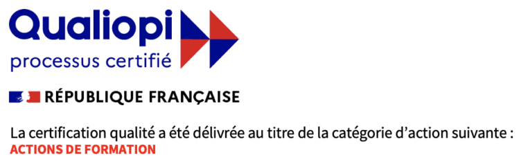 Marque Qualiopi – processus certifié – République française : certification qualité délivrée au titre de la catégorie actions de formation